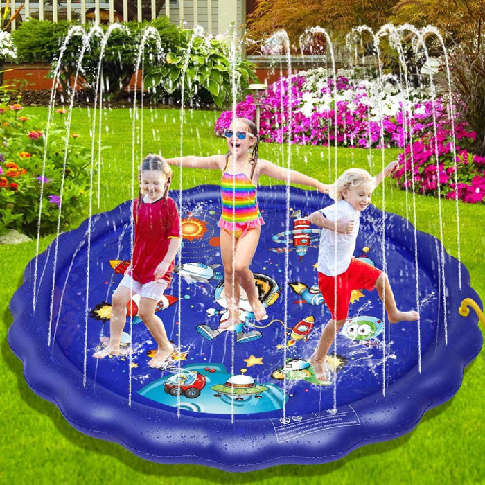Lattice Routh Sprinkler For Kids Large 68'' In Water Mat, Sprinkler